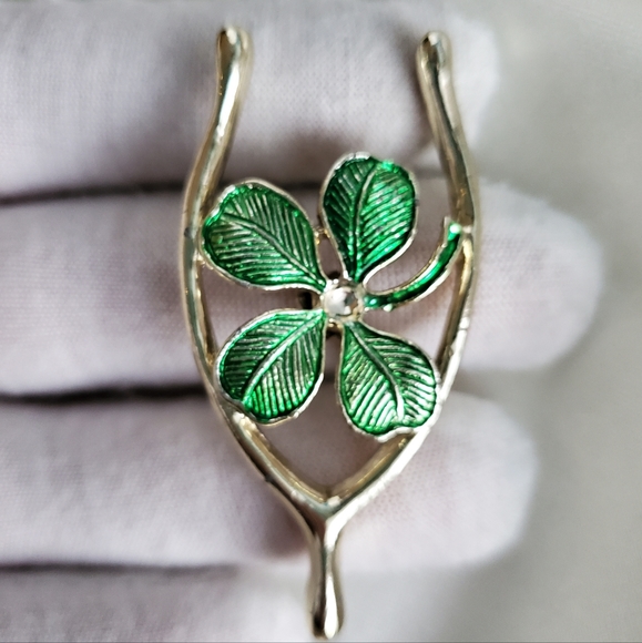 ❤HOST PIC❤ Symbol Of Double Luck, Vintage Brooch Signed Gerry's Clover - Picture 2 of 7